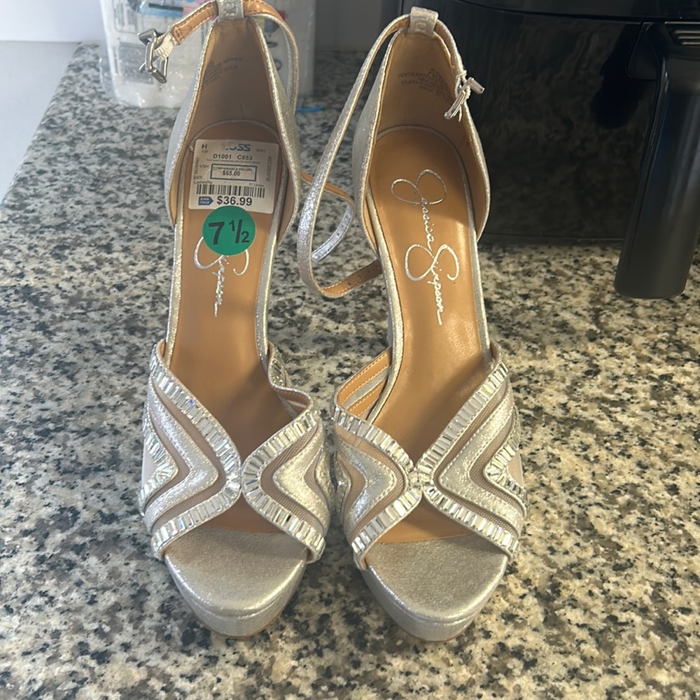 Silver Jessica Simpson, high heels